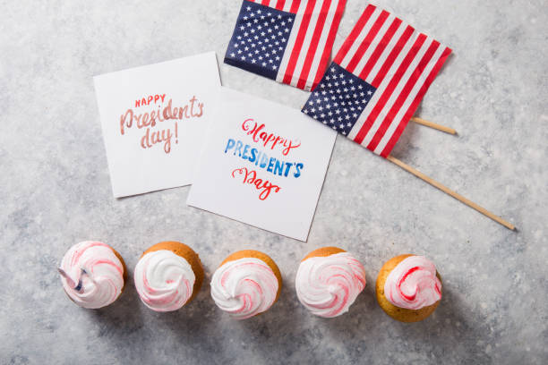 istock Word Happy Presidents day, February 17. Patriotic Baking Supply Cup Cake Holders for holiday and july 4th concepts. 1198009838