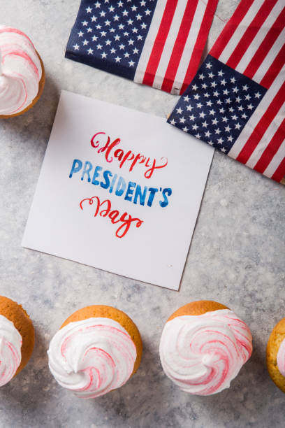 istock Word Happy Presidents day, February 17. Patriotic Baking Supply Cup Cake Holders for holiday and july 4th concepts. 1198009840