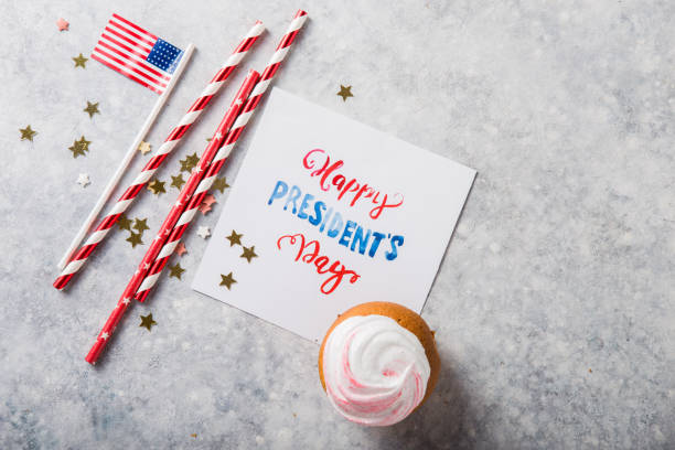 istock Word Happy Presidents day, February 17. Patriotic Baking Supply Cup Cake Holders for holiday and july 4th concepts. 1198009842