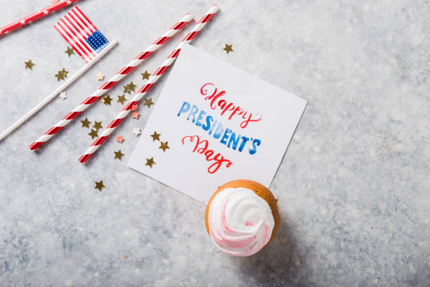 istock Word Happy Presidents day, February 17. Patriotic Baking Supply Cup Cake Holders for holiday and july 4th concepts. 1198009843