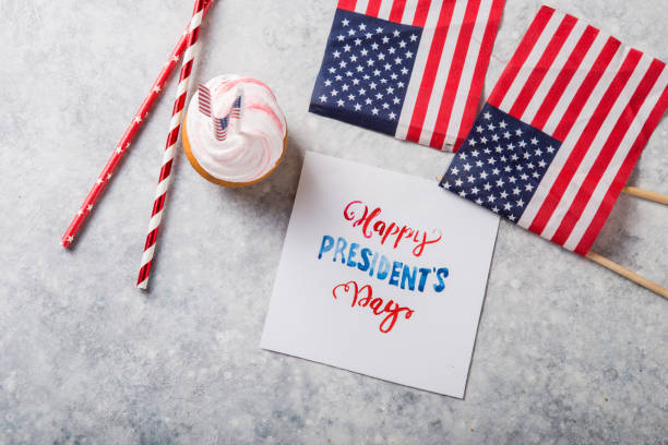 istock Word Happy Presidents day, February 17. Patriotic Baking Supply Cup Cake Holders for holiday and july 4th concepts. 1198009845