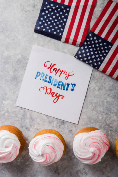istock Word Happy Presidents day, February 17. Patriotic Baking Supply Cup Cake Holders for holiday and july 4th concepts. 1198009846