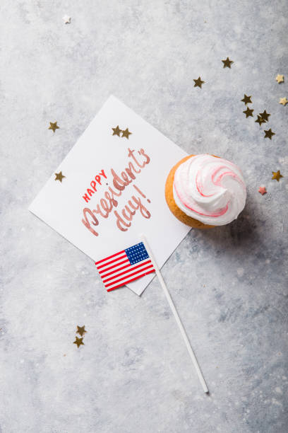istock Word Happy Presidents day, February 17. Patriotic Baking Supply Cup Cake Holders for holiday and july 4th concepts. 1198009862