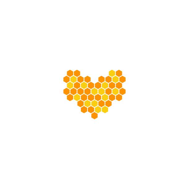 Love honey, bee hive shape heart. Vector icon template Love honey, bee hive shape heart. Vector icon template assiduity stock illustrations