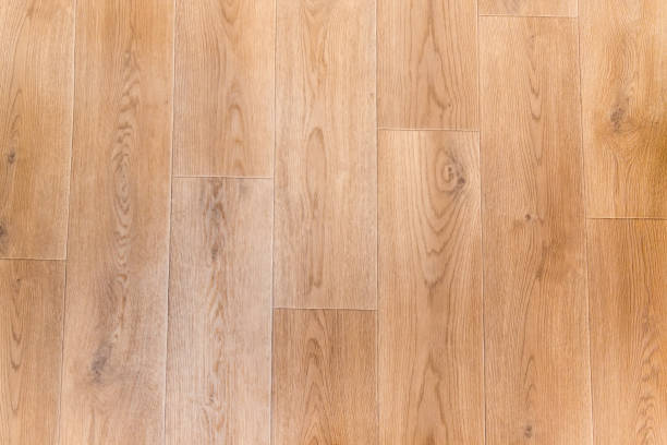 istock Wooden planks pattern imitation on vinyl flooring, fragment, top view 1198016780