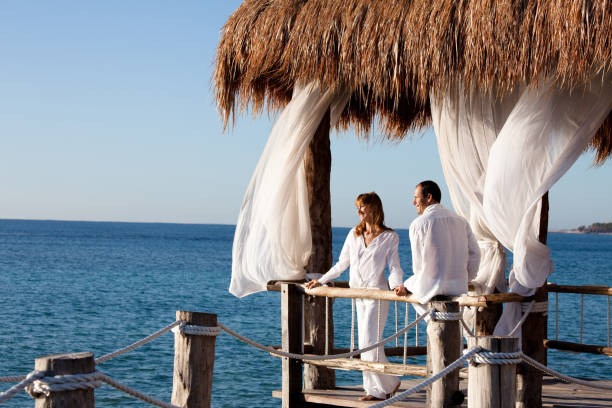 istock couple in a bungalow on the sea 1198018056