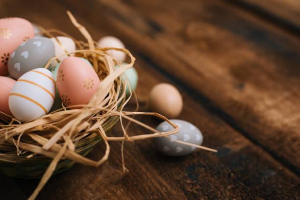 Easter decoration on wooden table
