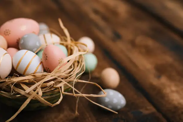 Easter decoration on wooden table