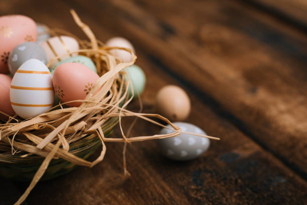 Easter decoration on wooden table