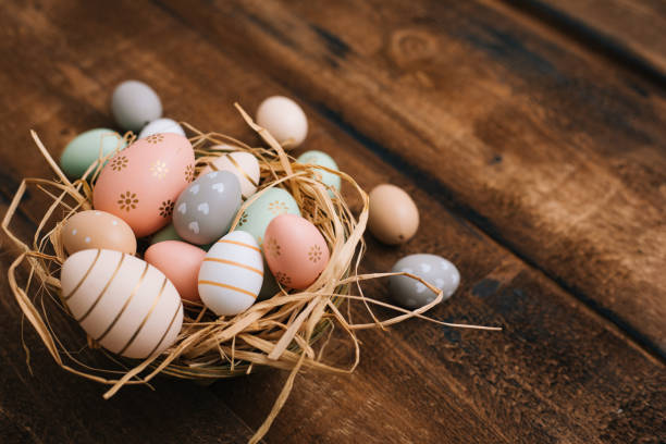 istock Easter decoration on wooden table 1198019355