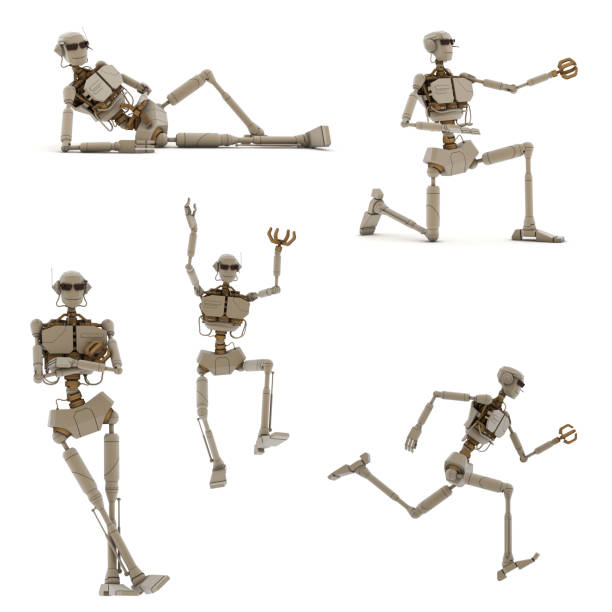 istock 3D robot character in various poses - five in one 1198019368