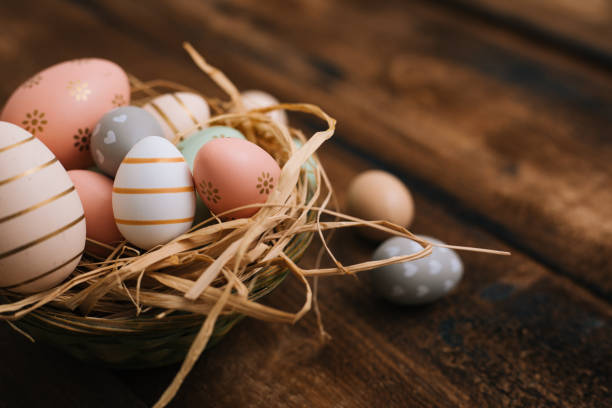 Easter decoration on wooden table
