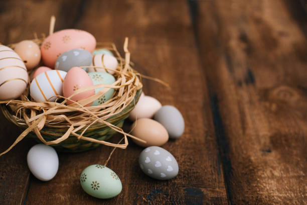 istock Easter decoration on wooden table 1198019413