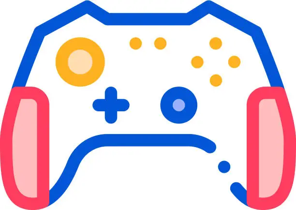 Vector illustration of Interactive Kids Video Games Gamepad Vector Icon