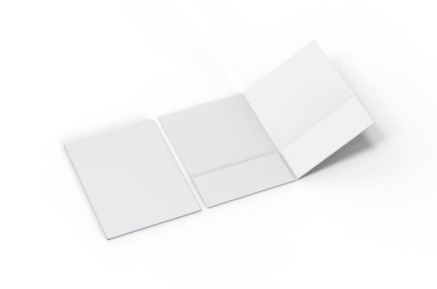 istock Blank white reinforced pocket folders on isolated white background, mock up template for design presentation. 3d illustration 1198022031