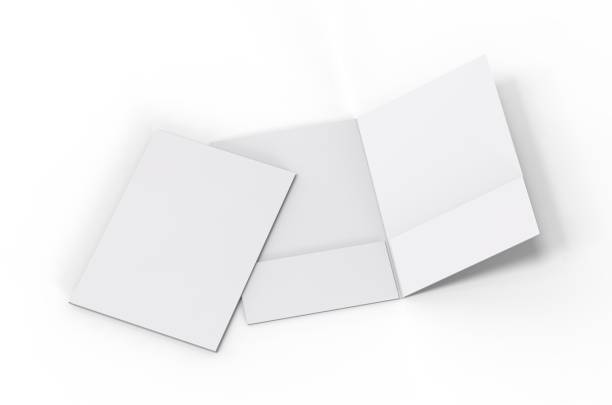 blank vit förstärkt pocket mappar på isolerad vit bakgrund, mock-up mall för design presentation. 3d-illustration - ringpärm bildbanksfoton och bilder
