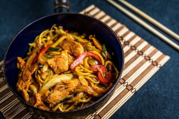 istock Asian noodles with chicken meat 1198022110
