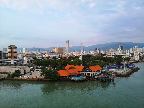 the city of Penang in Malaysia seen from the harbor
