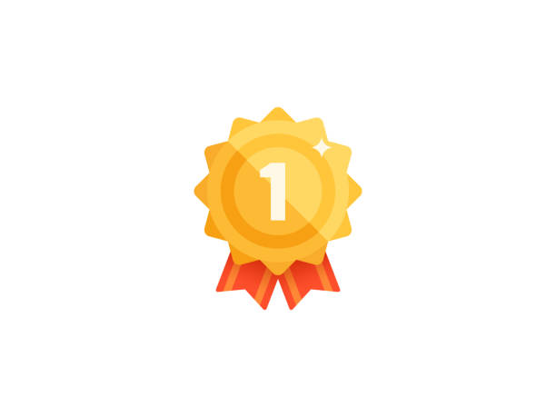 stockillustraties, clipart, cartoons en iconen met eerste plaats competitie winnaar. number one win award. - getal 1