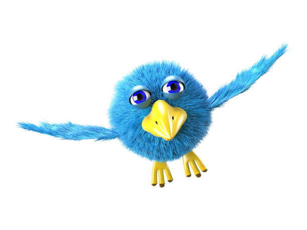 istock 3D Illustration Blue Cartoon Bird Flies 1198024476