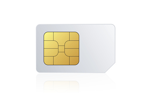 Sim Card On White Background. Horizontal composition with copy space.