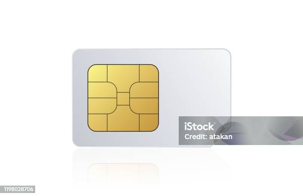Sim Card On White Background Stock Photo - Download Image Now - SIM Card, Computer Chip, Smart Card