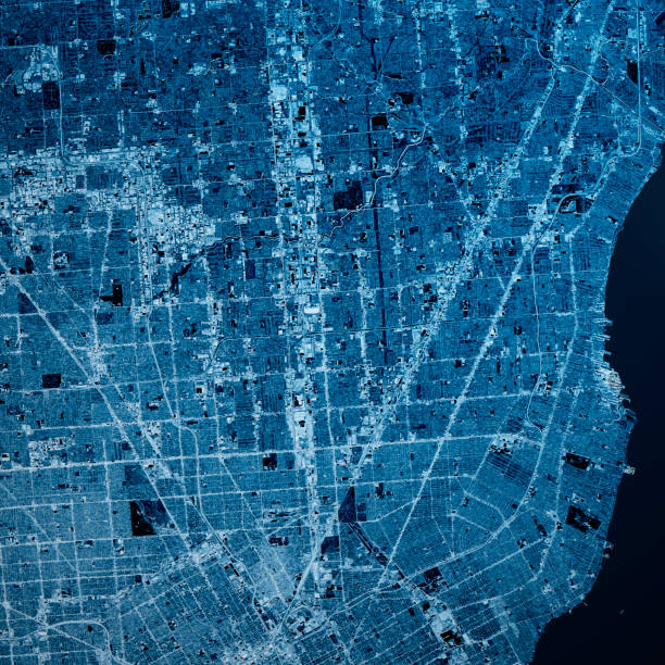 istock Warren Michigan 3D Render Map Blue Top View May 2019 1198033805