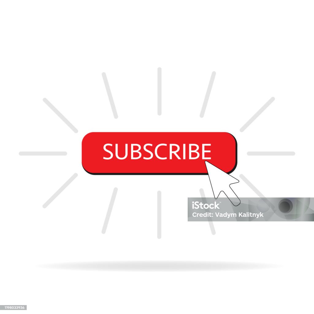 Subscribe Button Color Subscribe Button Color With Arrow Cursor And Shadow Vector Illustration ...