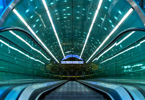 Escalator in Warsaw subway, Poland