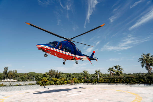 istock Private helicopter landing / take off 1198034252