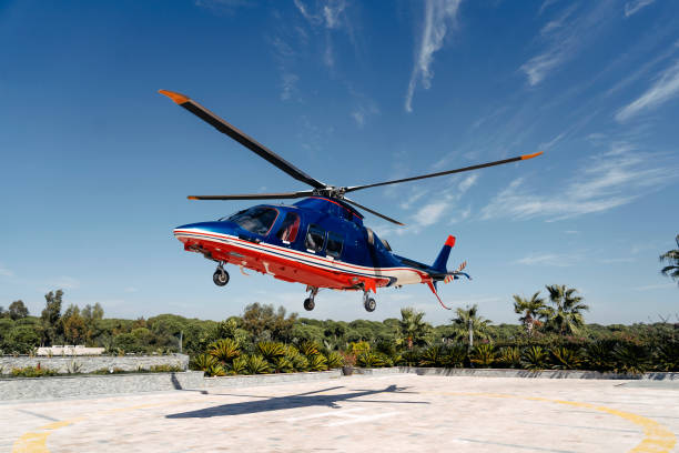 istock Private helicopter landing / take off 1198035424