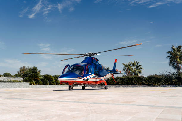 istock Helicopter parking landing on offshore platform, Helicopter transfer passenger 1198035474