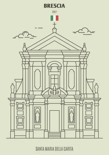 Vector illustration of Chiesa di Santa Maria della Carita in Brescia, Italy. Landmark icon