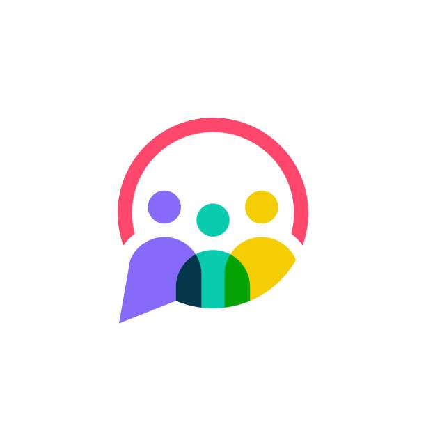 ilustraciones, imágenes clip art, dibujos animados e iconos de stock de personas familia juntos unidad humana chat burbuja icono vectorial - meeting