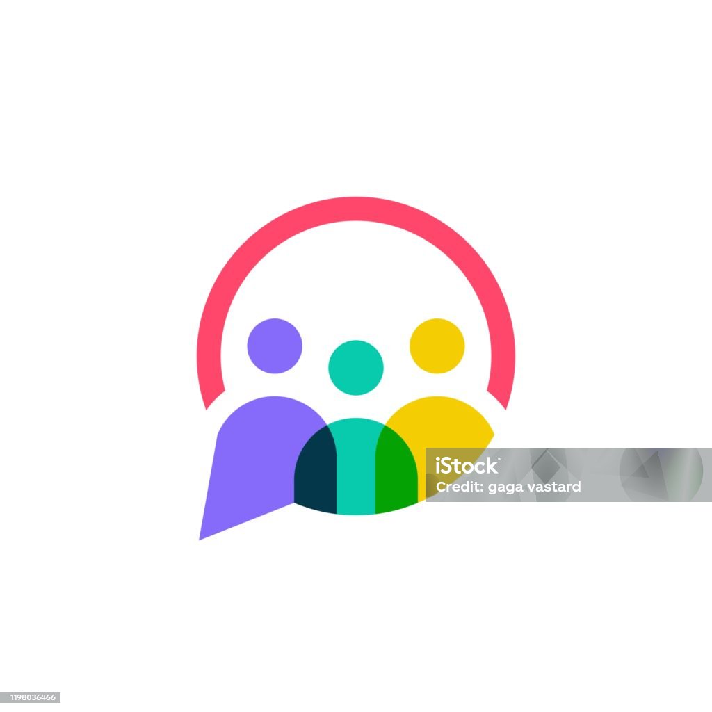 família de pessoas juntos unidade humana chat bolha vector ícone - Vetor de Logotipo royalty-free