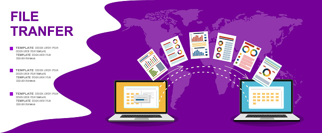 Files Transfer In Computer Screen File Transfer Two Laptops With Folders On Screen And Transferred ...