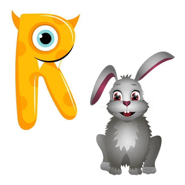 Letter R For Rabbit With Rabbit Animal Character Vector Art At Vecteezy