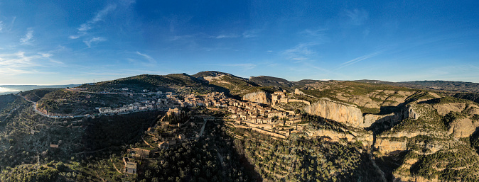 Alquezar village in Huesca Spain Aerial view