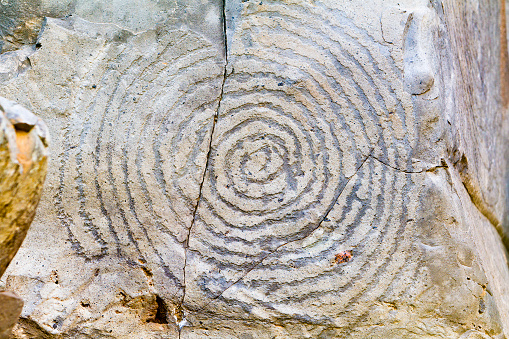 Textured rock surface produced by water and wind erosion