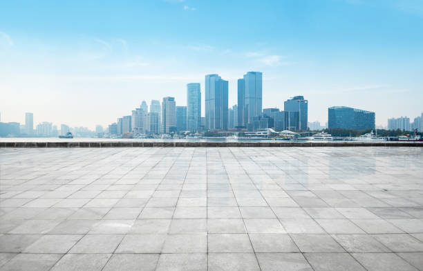 istock Empty floor and urban skyline, Shanghai, China 1198045500