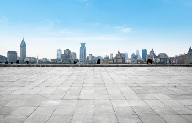 istock Empty floor and urban skyline, Shanghai, China 1198045682