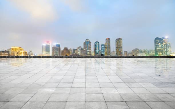 istock Empty floor and urban skyline, Shanghai, China 1198045762