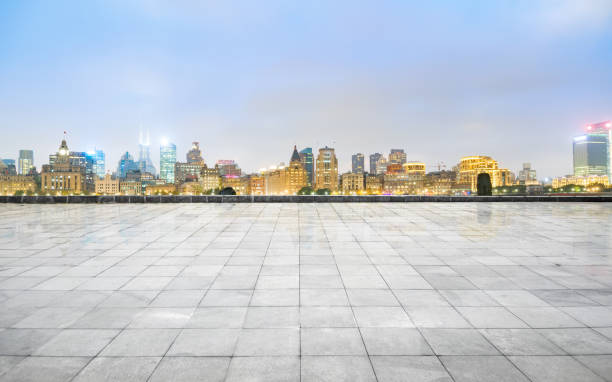 istock Empty floor and urban skyline, Shanghai, China 1198045807