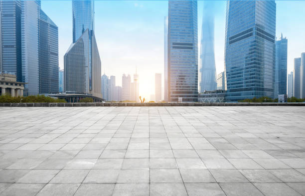 istock Empty floor and urban skyline, Shanghai, China 1198045808
