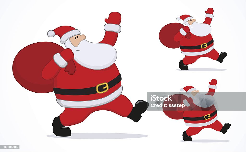 Santa Claus with Sack Walking and Waving Vector Illustration Set  Adult stock vector