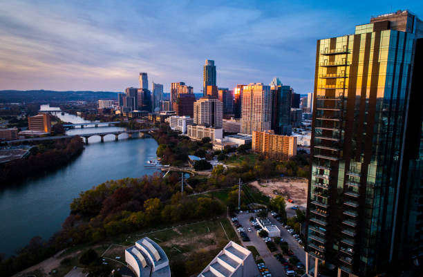 istock Golden Hour Sunset over Austin Texas Cityscape skyline 1198055783