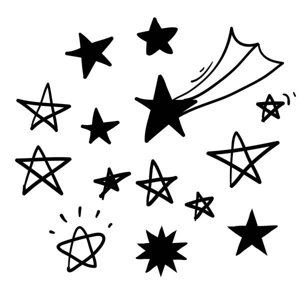 ilustrações, clipart, desenhos animados e ícones de ilustração da estrela do doodle com vetor desenhado à mão do estilo - galáxia starburst