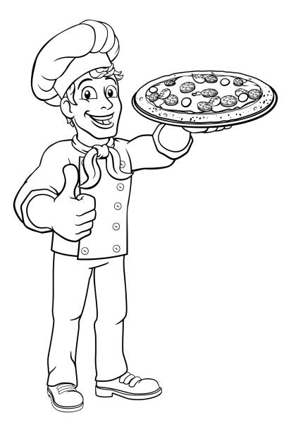 pizza chef cartoon - catering stock-grafiken, -clipart, -cartoons und -symbole