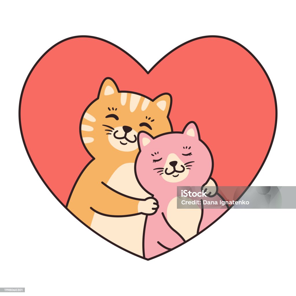 Cặp Đôi Mèo Trong Cái Ôm Tình Yêu Thiệp Chúc Mừng Ngày Valentine ...