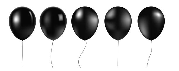 istock Black Balloon set. Vector illustration of shiny colorful glossy balls. Realistic air 3d sphere isolated on white background. Big collection of different nice balloons. design elements 1198060465